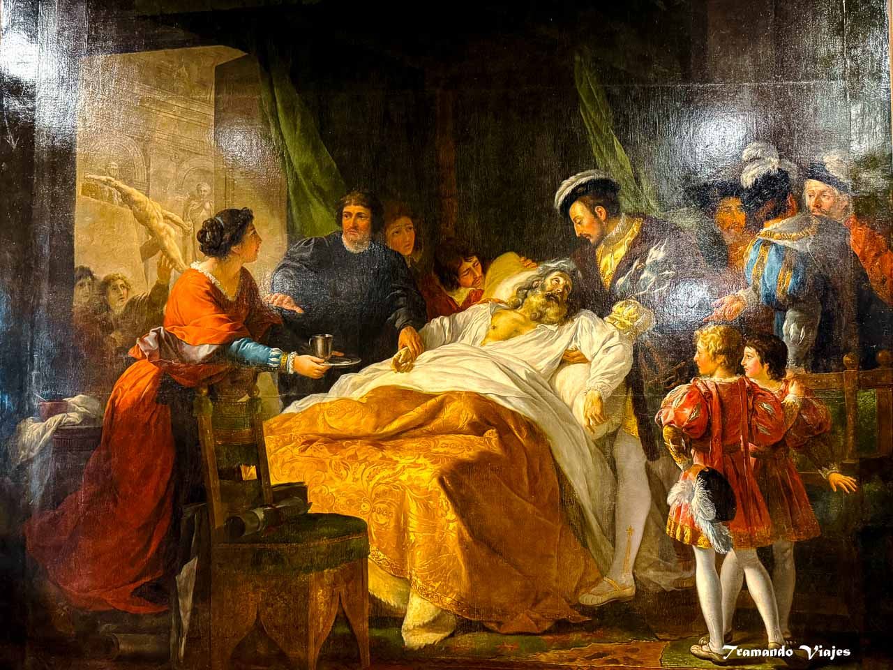Cuadro sobre la muerte de Leonardo da Vinci expuesto en el Castillo de Amboise